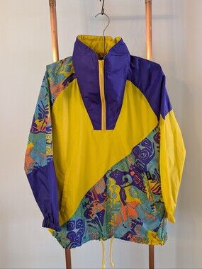 80s/90s - Unisex ISPO Windbreaker / Ski Jacket. Colorblock Pullover w/ Hood